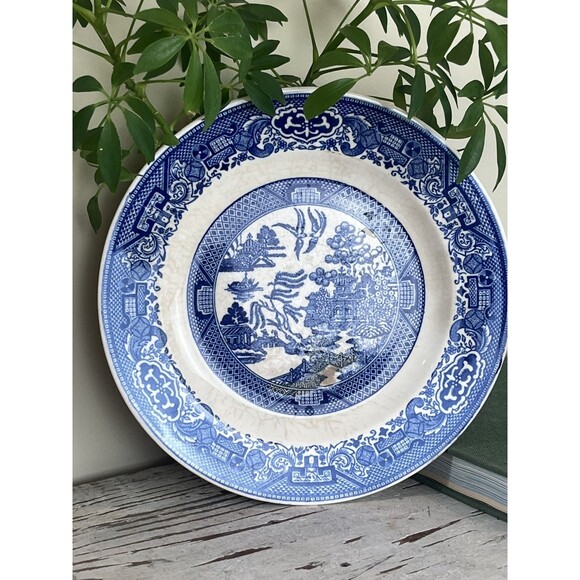Vintage Blue & White Willow Ware Aged Plate / Decor 7” - Picture 4 of 7